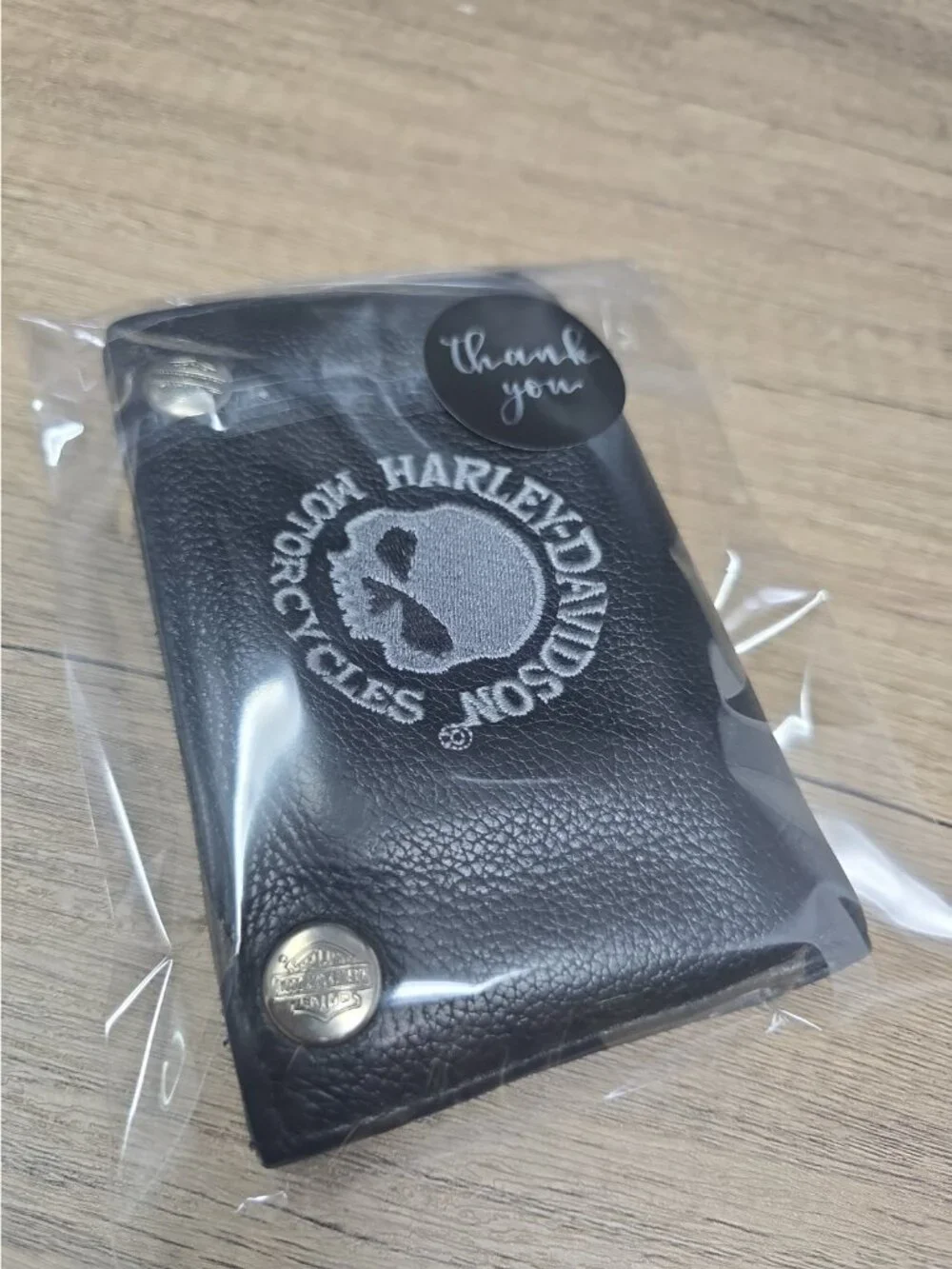 Men's Harley Davidson Tri Fold Snap Folding Wallet Pebble Leather Vintage